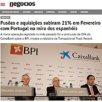 Fuses e aquisies subiram 21% em Fevereiro com Portugal na mira dos espanhis